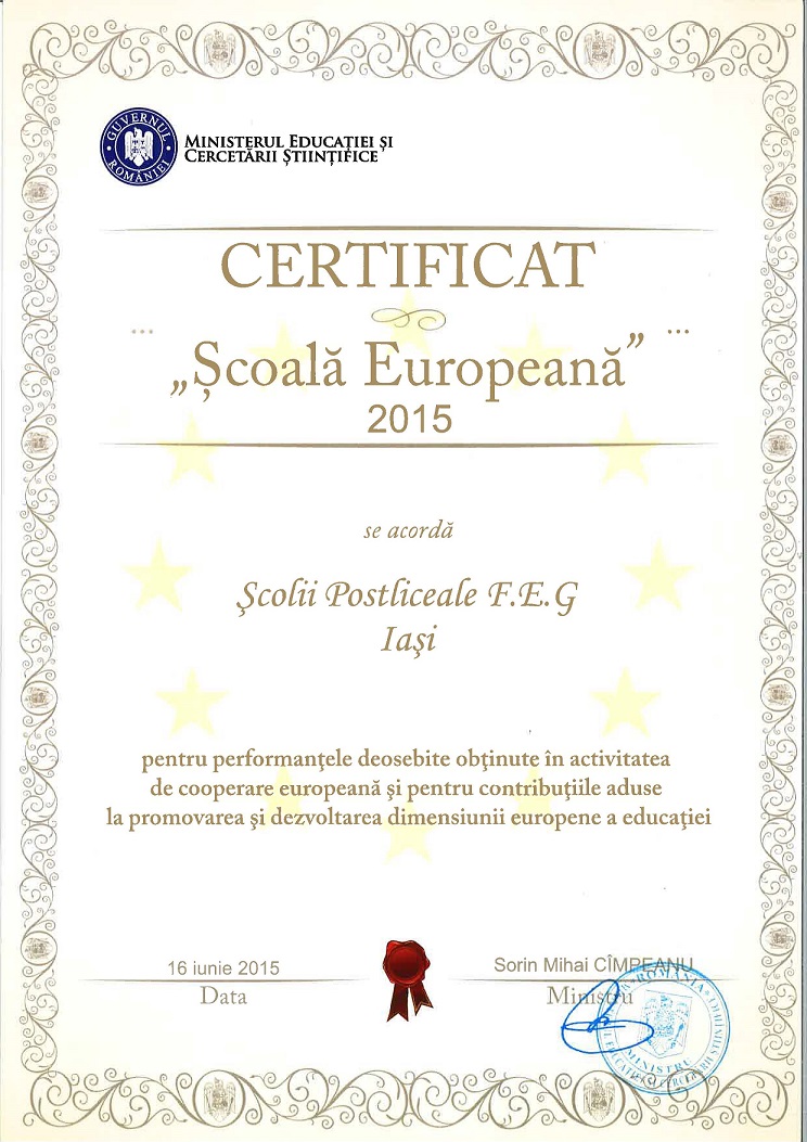 Scoala Postliceala FEG Scoala europeana 2015