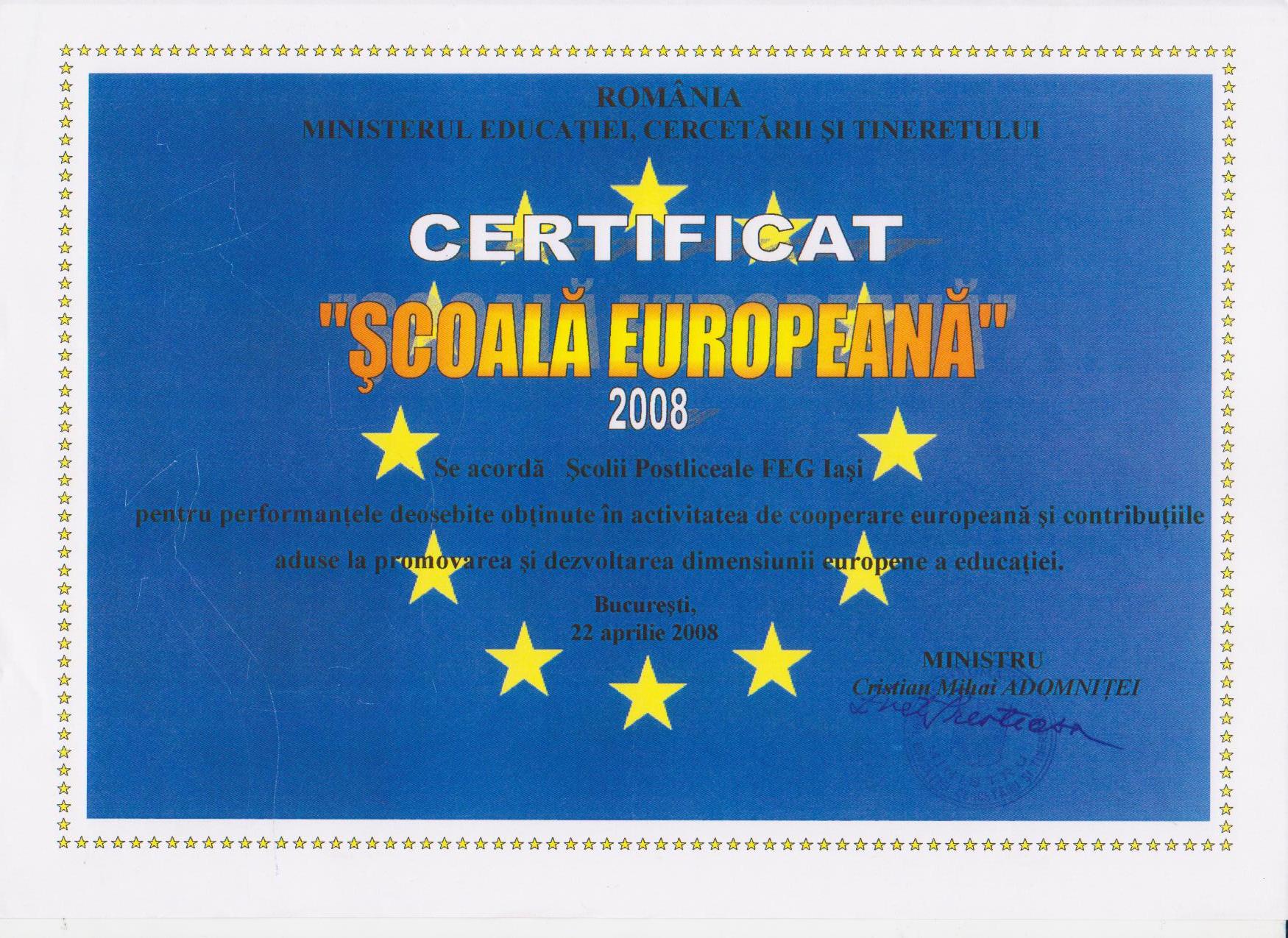 Scoala Postliceala FEG Scoala europeana 2008